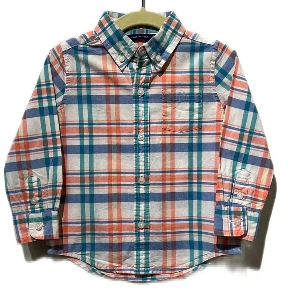 Janie and Jack button down shirt in beautiful spring colors- perfect for Easter